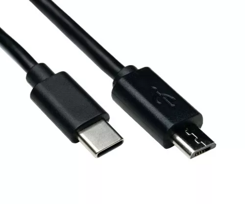 USB 3.1 Kabel Typ-C Stecker auf micro B Stecker, schwarz, 0,50m, DINIC Polybag